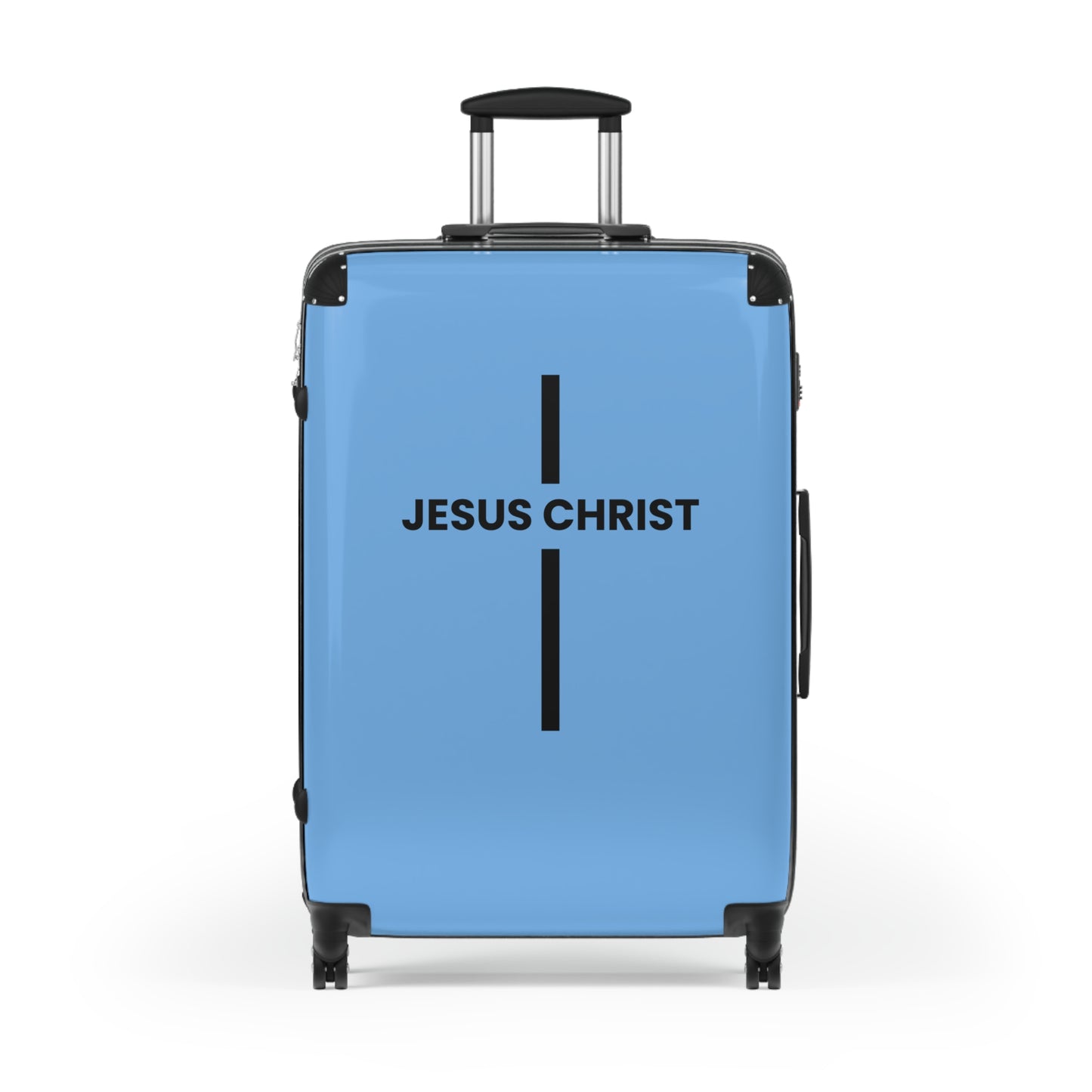 Jesus Christ Cross Suitcase | Durable Travel Gear | Faith-Inspired Design | Stylish Blue & Secure Luggage