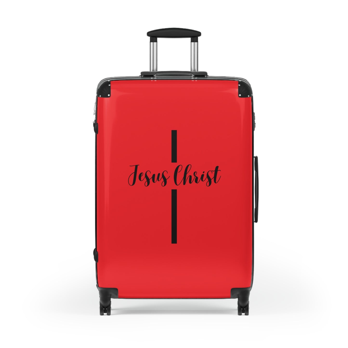 SuitcaseJesus Christ Cross Suitcase | Durable Travel Gear | Faith-Inspired Design | Stylish Red & Secure Luggage