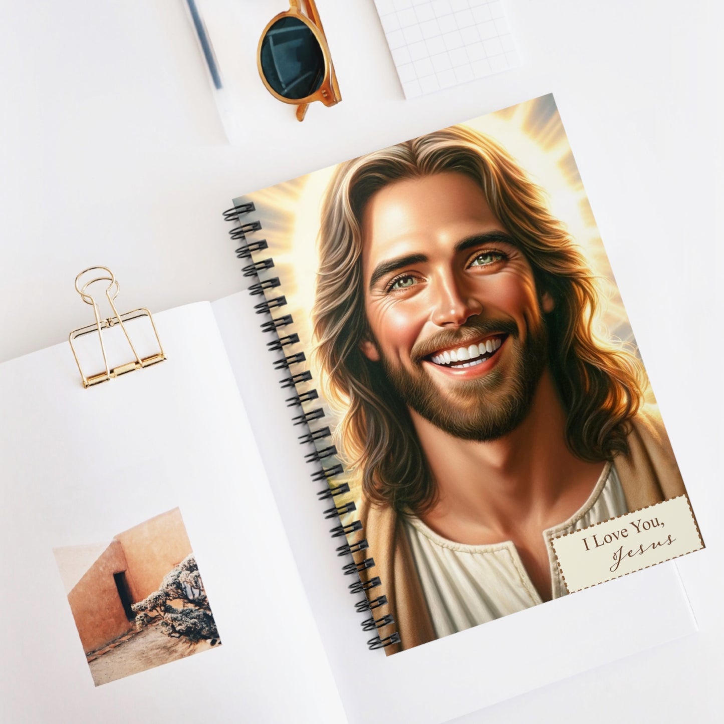 Divine Inspiration - Beautiful Jesus Loves You Spiral Notebook with Ruled Lines
