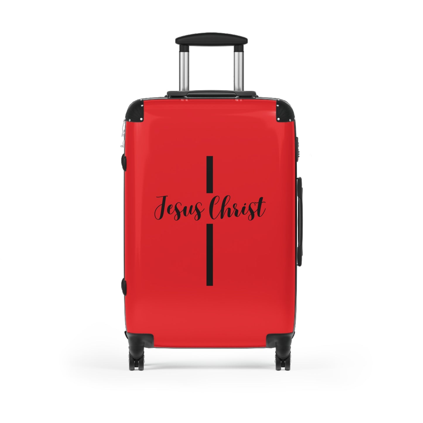 SuitcaseJesus Christ Cross Suitcase | Durable Travel Gear | Faith-Inspired Design | Stylish Red & Secure Luggage