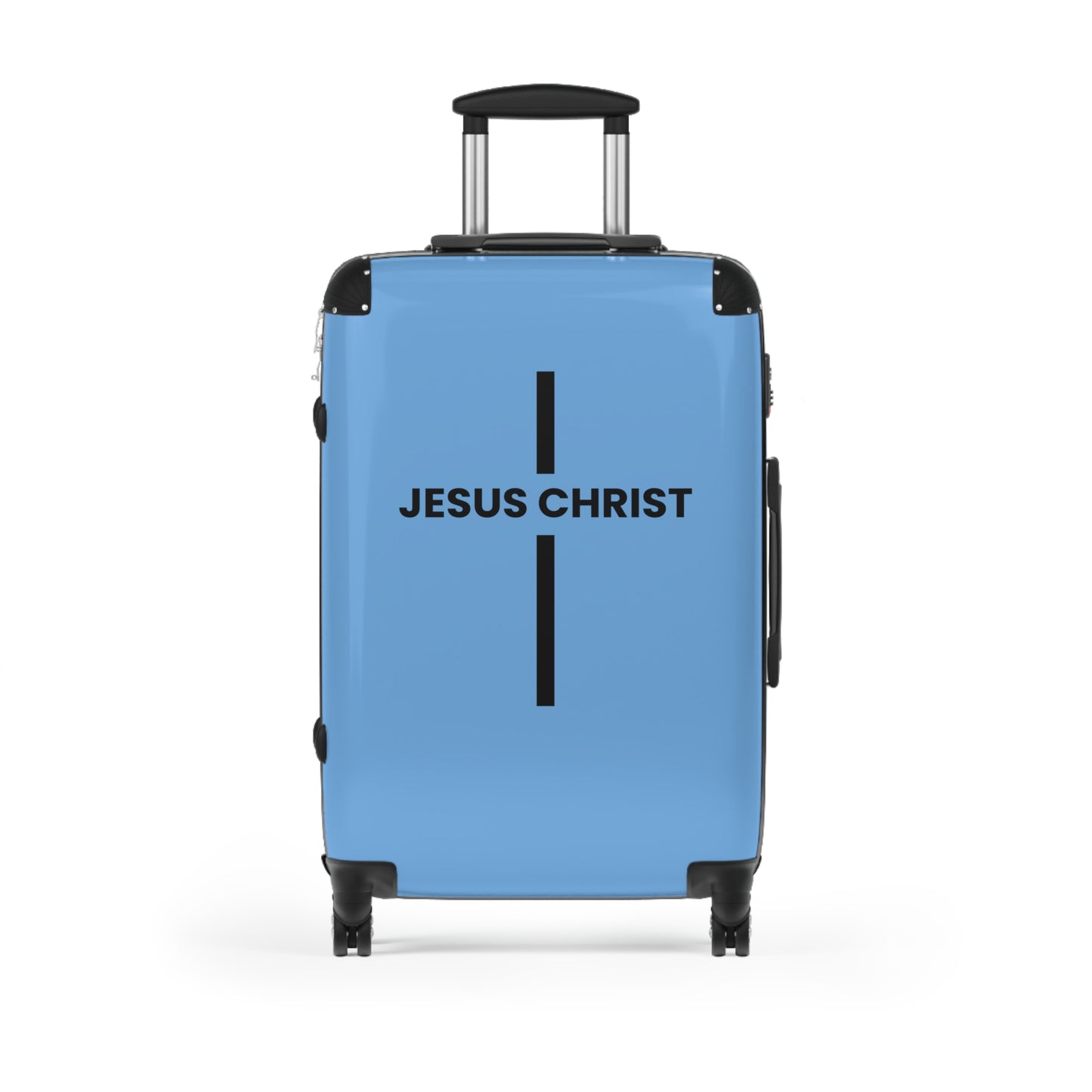 Jesus Christ Cross Suitcase | Durable Travel Gear | Faith-Inspired Design | Stylish Blue & Secure Luggage