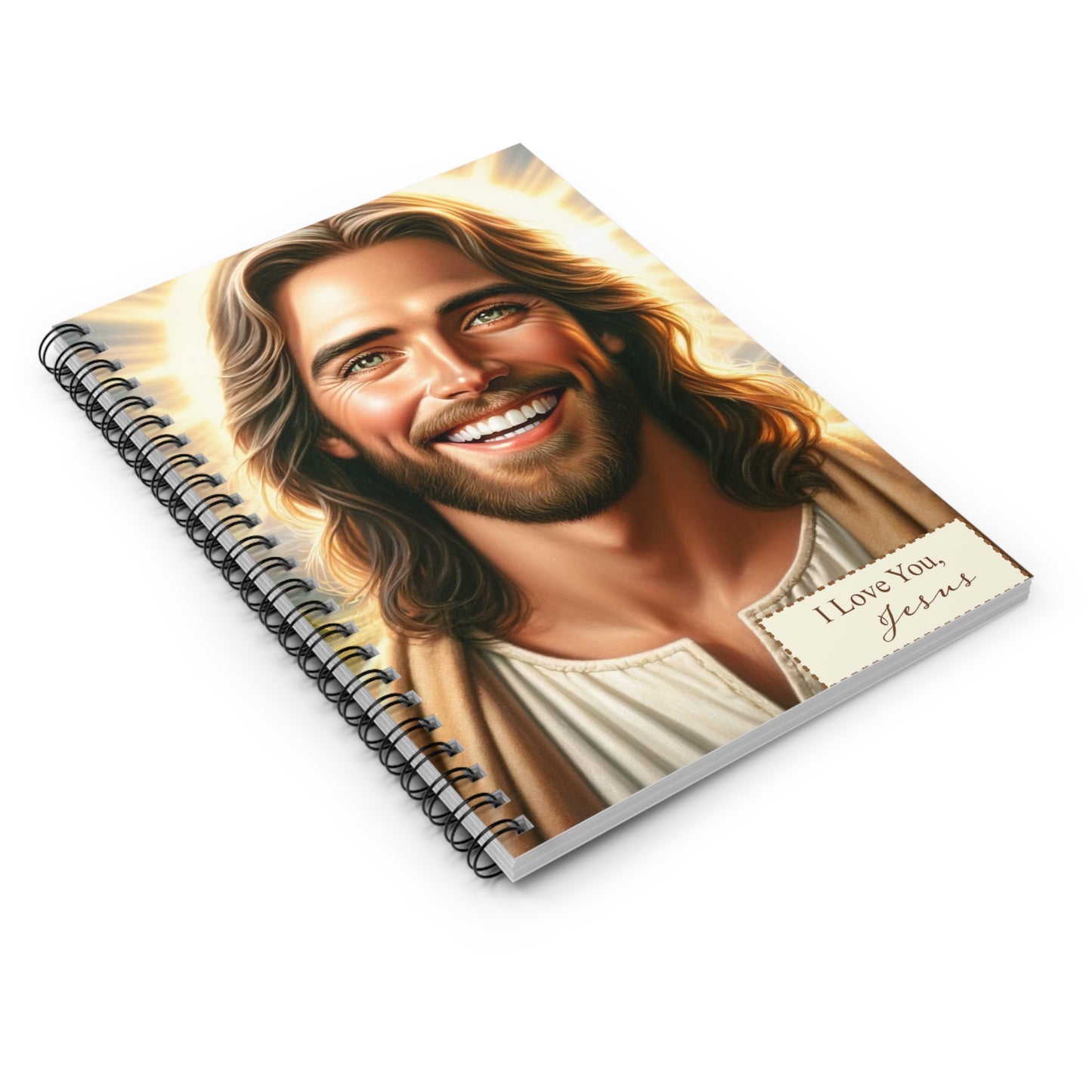 Divine Inspiration - Beautiful Jesus Loves You Spiral Notebook with Ruled Lines